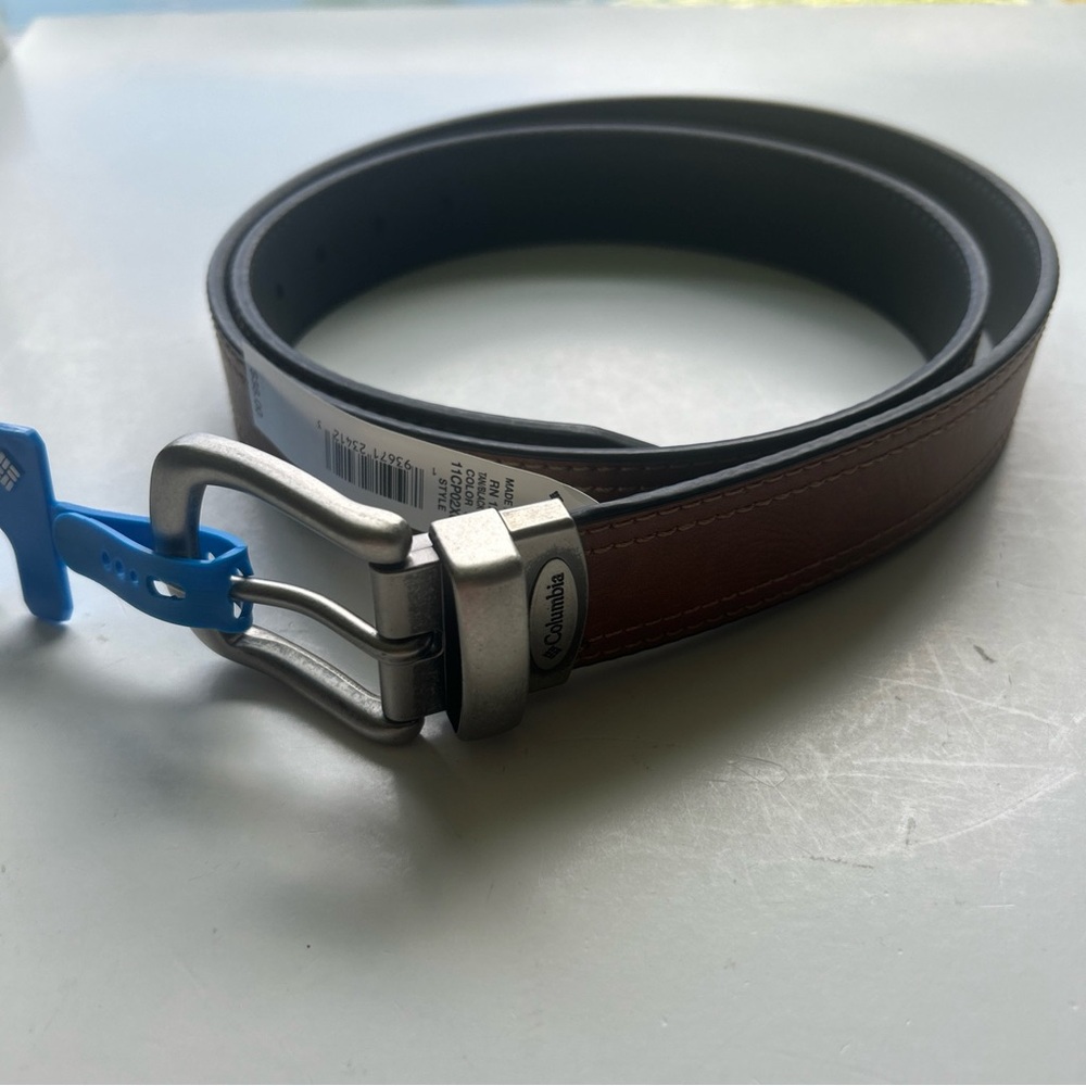 Columbia Brown Leather Belt with Silver Buckle